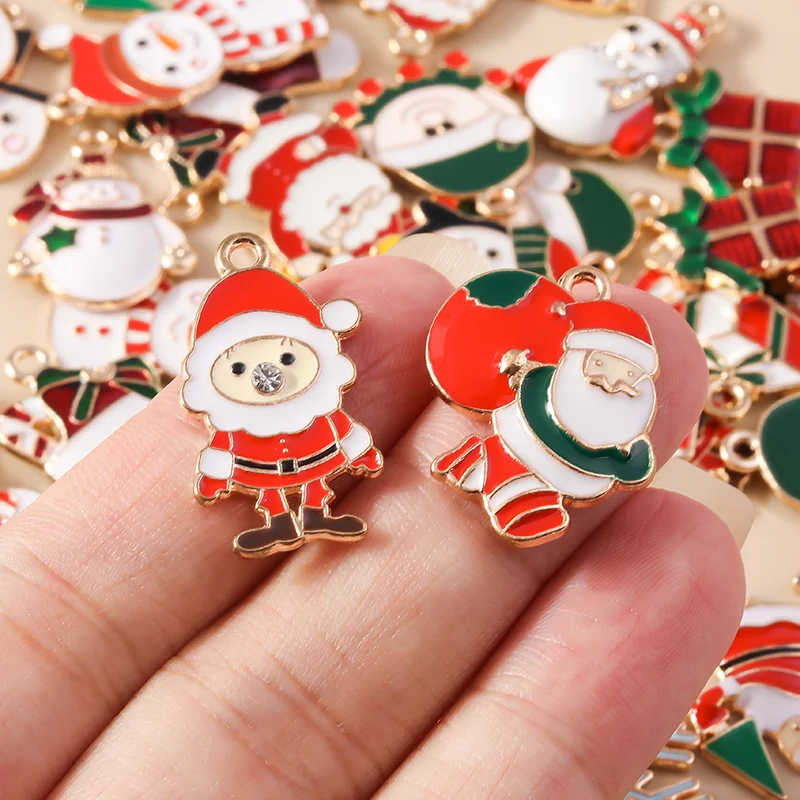 Leslie Heißer Verkauf 10-30 stücke Mix Nette Weihnachten Charms Santa Deer Glocke Schneemann Weihnachtsbaum Charme Anhänger für DIY Schmuck Machen – Detail 13