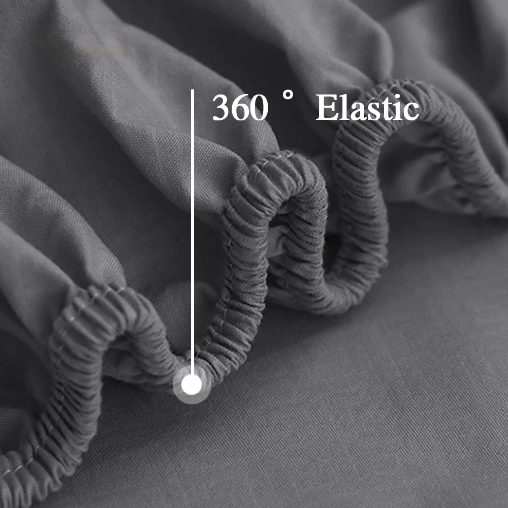 Description Picture 6 of item100% Cotton Fitted Bed Sheet with Elastic Band Solid Color Anti-slip Adjustable Mattress Cover for Single Double King Queen Bed