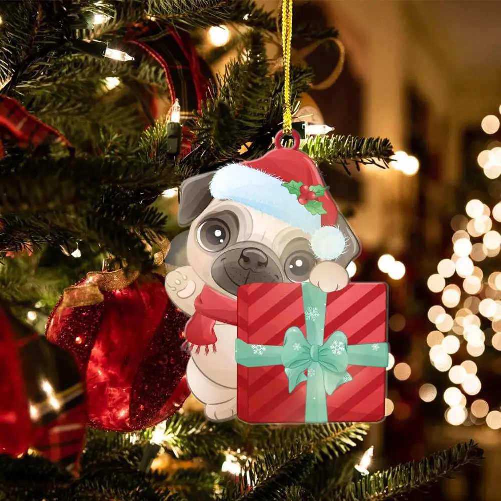 

Christmas Pendant Reusable Exquisite Creative Pug Shape Christmas Tree Pendant For Home Holiday Decoration