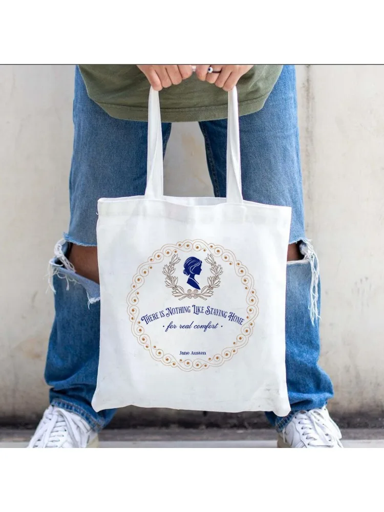 Jane Austen Zitat-Einkaufstasche für Damen, Vintage-Stil, Stolz und Vorurteil, Buch inspirierte Einkaufstasche, niedliche Buchhandtasche, trendige Tragetaschen – Detail 4