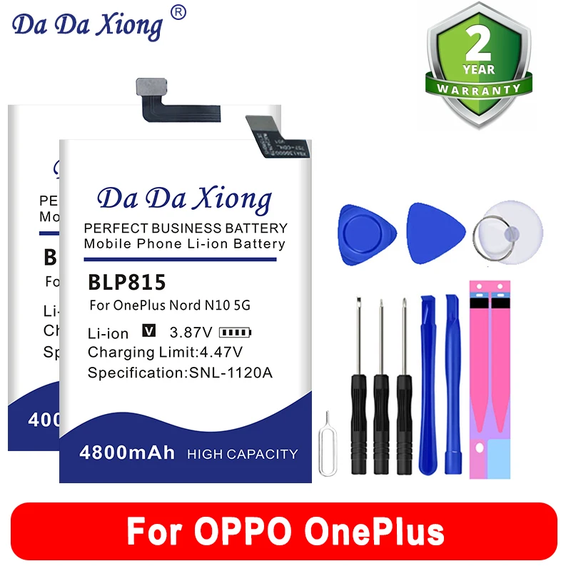 Batterie de remplacement de haute qualité pour OPPO OnePlus Nord 9 10X1 + X nor2 E1001 5G + outil, BLP607 BLP829 BLP827 BLP861 BLP815