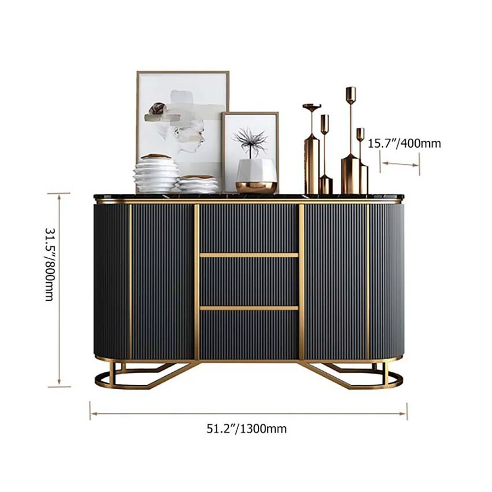 Luxury Console Sideboard Dining Room Buffet Cabinet with Marble Top for Home Restaurant Hotel Furniture