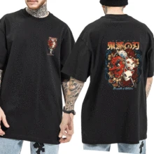

Hot Demon Slayer Anime Print T-shirt Men Women Kimetsu No Yaiba Cute Manga Double Sided Graphic Print Tee Shirt Cotton T Shirt