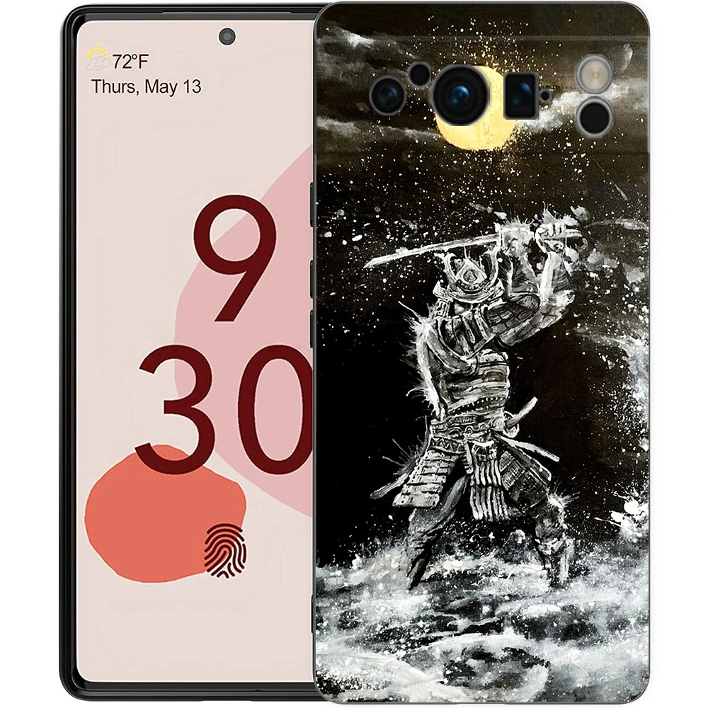 Luxury Japanese Samurai Art Phone Case - Black Soft TPU Cover