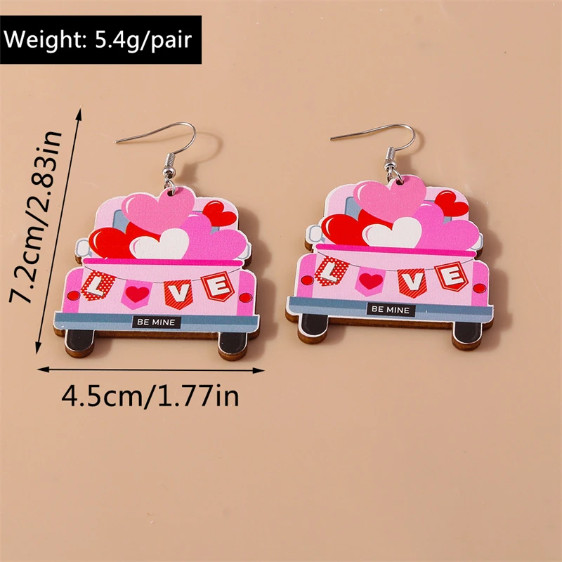 Mode Holz Liebe Herz Regenbogen Tropfen Ohrringe für Frauen Mädchen Party Urlaub Schmuck Geschenke – Detail 15