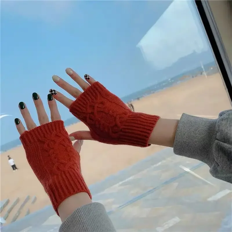 Unisex Finger Gloves Winter Soft Warm Wool Knitting Arm Gloves Half Finger For Women wool gloves,winter gloves,half finger gloves