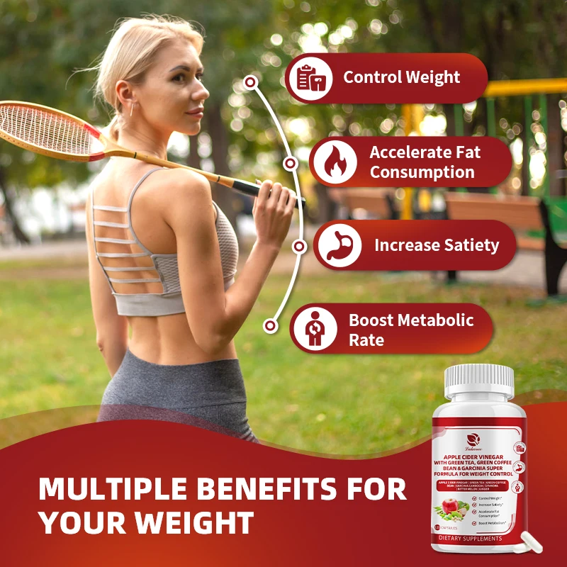 Lukaree Apple Cider Vinegar Capsule Support Weight Loss and Digestive Health Burn Fat Relieve Bloating Detox Balance Cholesterol