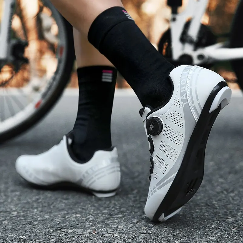 Zapatillas de ciclismo de montaña para hombre, calzado deportivo para bicicleta de carretera, botas planas para carreras de velocidad, Pedal Spd