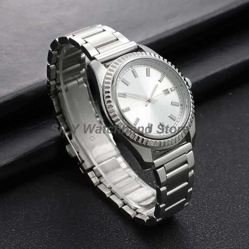 Stainless Steel Curved End Strap with Folding Buckle - Elegant Business Watch Band