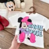 Disney T-shirt For Girl Clothes Summer New Style Children's Wear Tops Short-sleeved Cartoon Cotton Kids Toddler Minnie T Shirts 4
