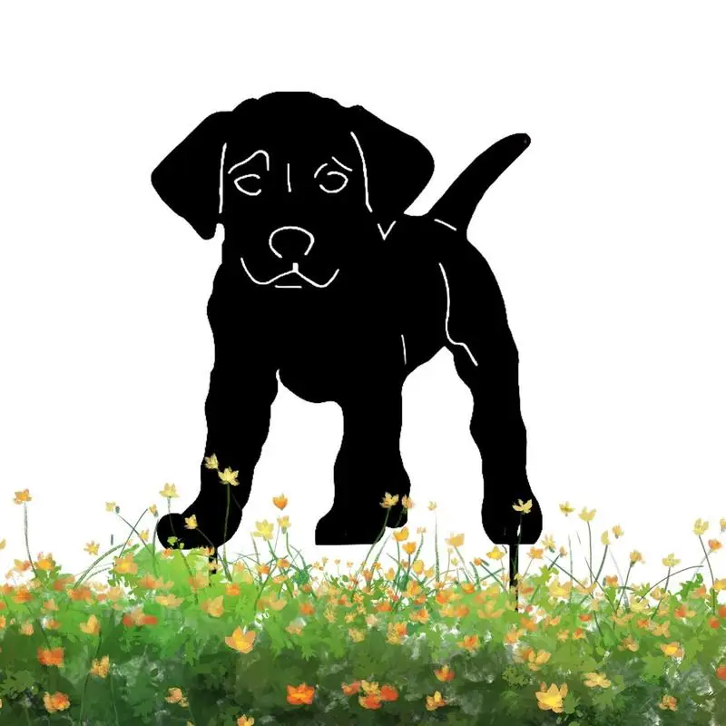 

Black Dog Silhouette Decor Animal Yard Lawn Puppy Decor Stakes Reusable Dog Shaped Decor Animal Silhouette Decor Hollow Garden