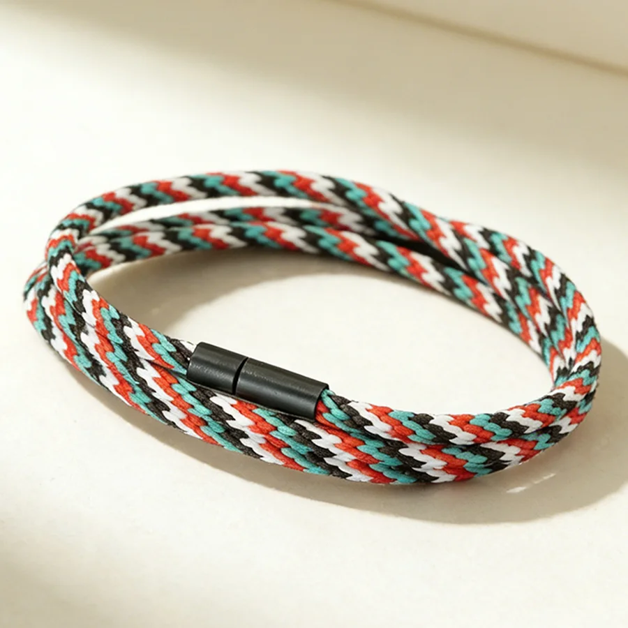 Noter Stilvolles dreisträngiges geflochtenes Armband für Herren, 5 Farboptionen, hautfreundlich, schweißabsorbierend, lichtecht, Charm-Armband für Herren – Detail 7