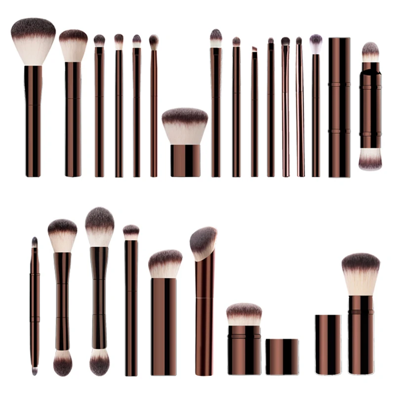 Il set e il kit di pennelli per trucco a clessidra include fondotinta in polvere correttore fard per labbra bronzer ombretto eyeliner pennello per evidenziare - immagine 6