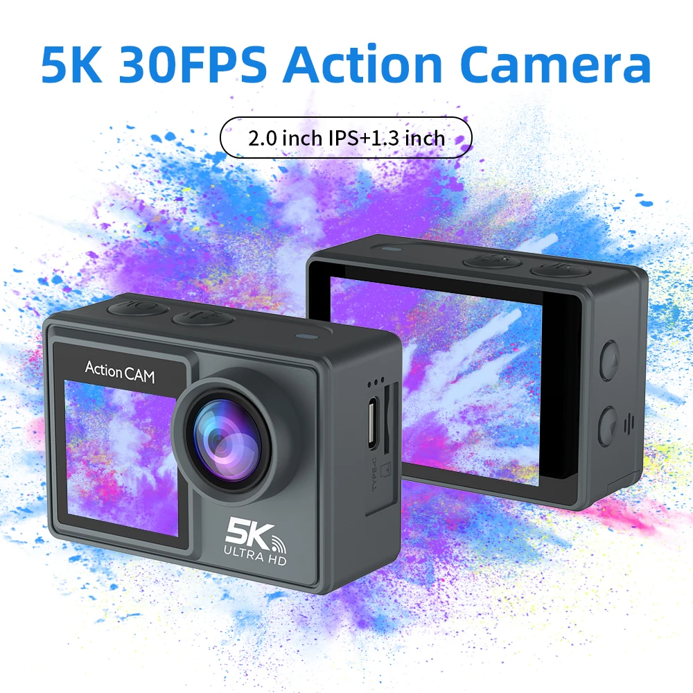 Ourlife Action Camera 5K30FPS With Wifi Remote Control Touch 