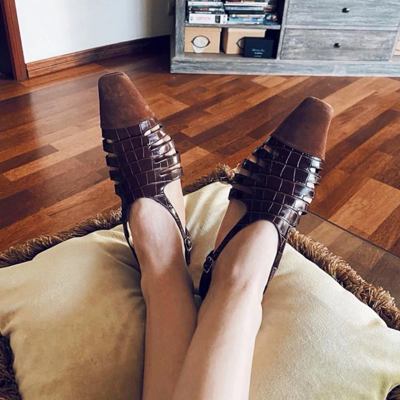 

Womens Pumps Cow Leather Lady Sandals Female Retro Sandals Buckle Strap Vintage Ladies Shoes Summer Gladiator Sandal Roman Style