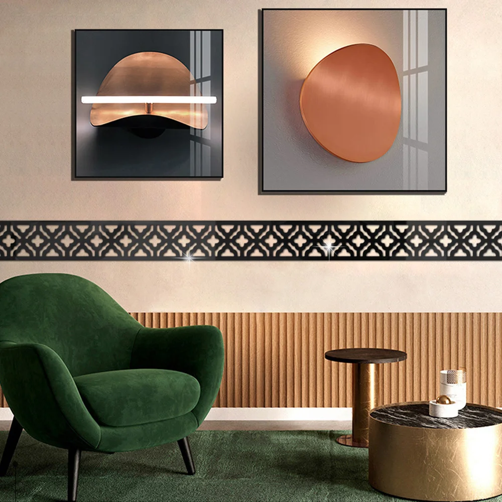 20x5cm 6/12pcs Acrylic Mirror Wall Stickers Used For Boundaries Corner Lines Living Room Edge Strips Office Walls Home Decoration