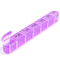 Portable Travel Pill Organizer - Large 7 Day Daily Dispenser for Vitamins and Medicines (Purple)