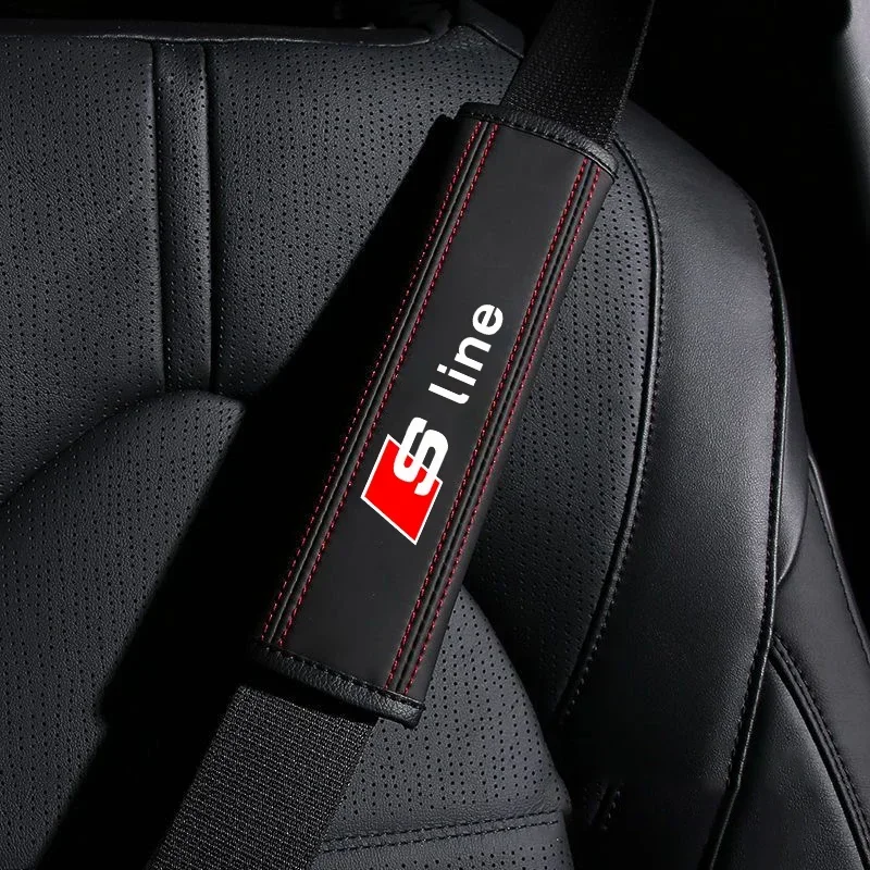 2Pcs Car Seat Belt Leather Safety Belt Shoulder Covers for Audi S Line S4 S3 S5 S8 S7 S6 RS 4 A6L A4L Q3 A3 Q7 A5 Accessories