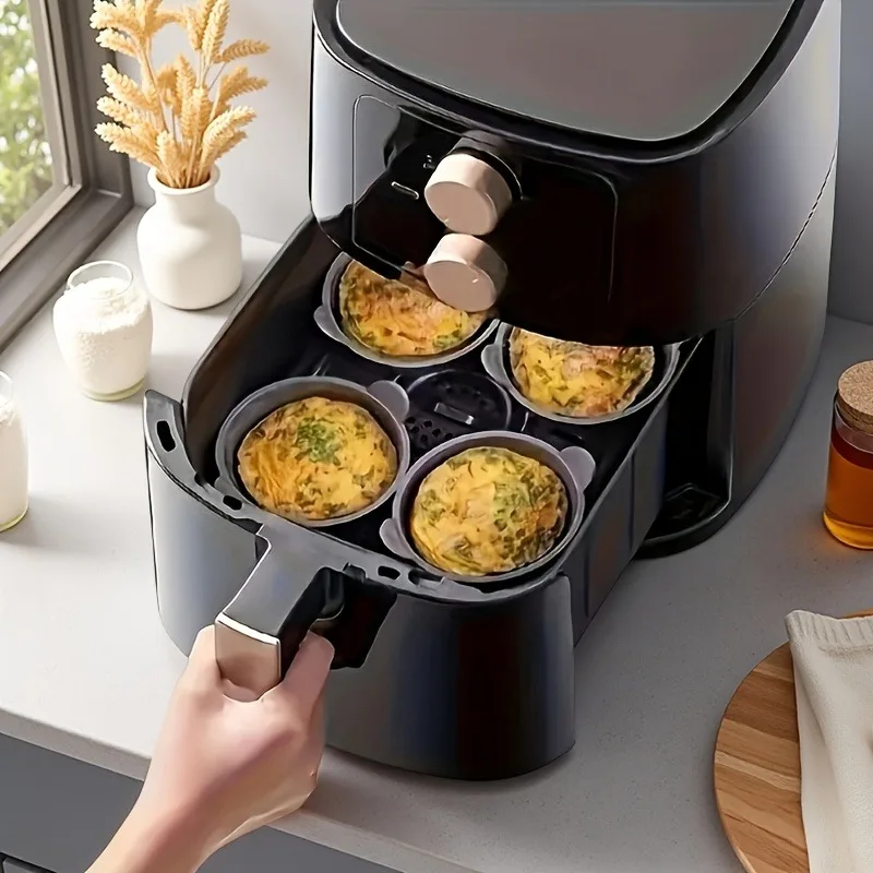 3 قطع من قوالب الخبز للمقلاة الهوائية المصنوعة من السيليكون الأسود - أداة مطبخ متعددة الاستخدام غير لاصقة للطعام من الدرجة الغذائية