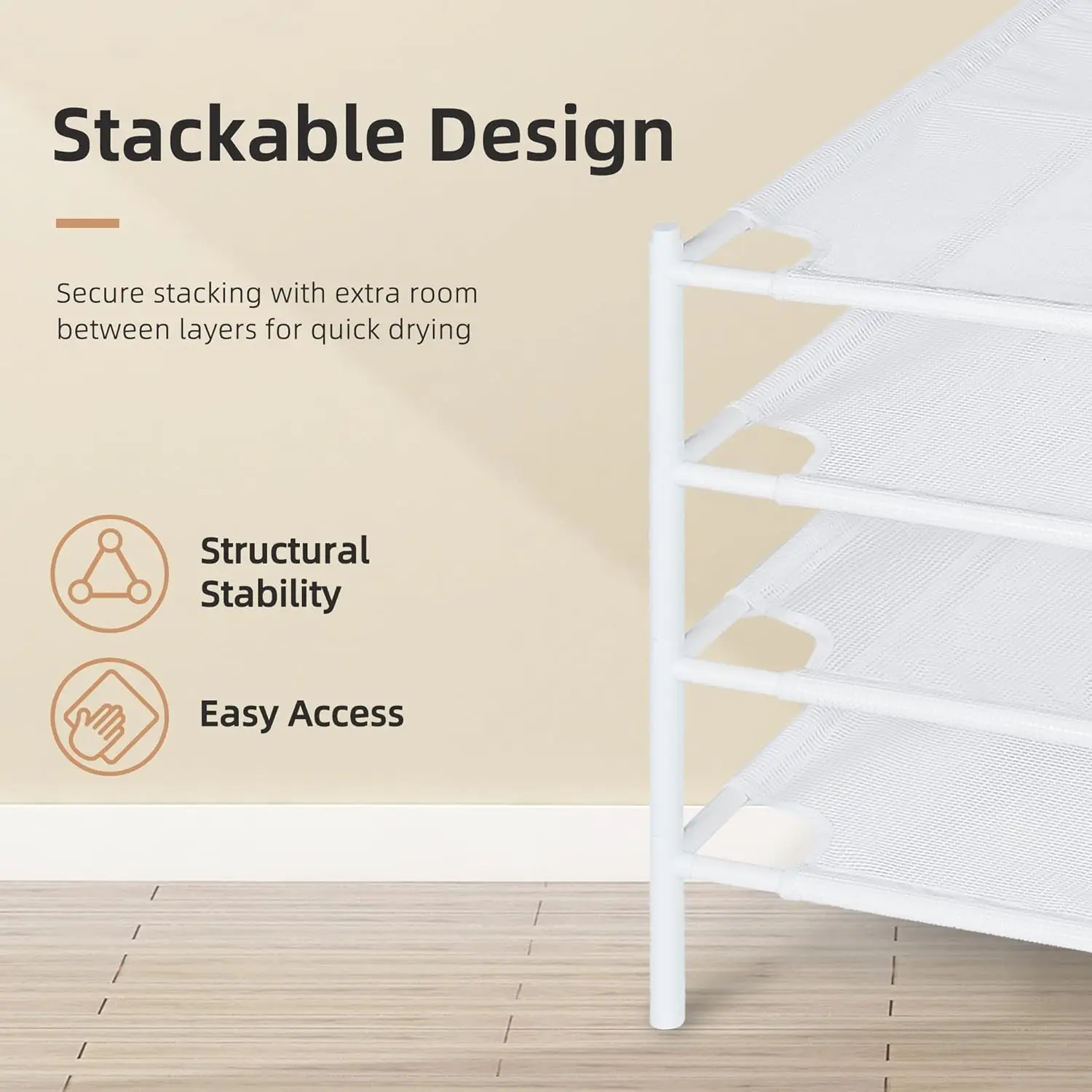 Sweater Drying Rack, Mesh Clothes Drying Rack, Stackaable Laundry Drying Rack, Lay Flat Dryer for Delicates, Portable Dry Rack 5