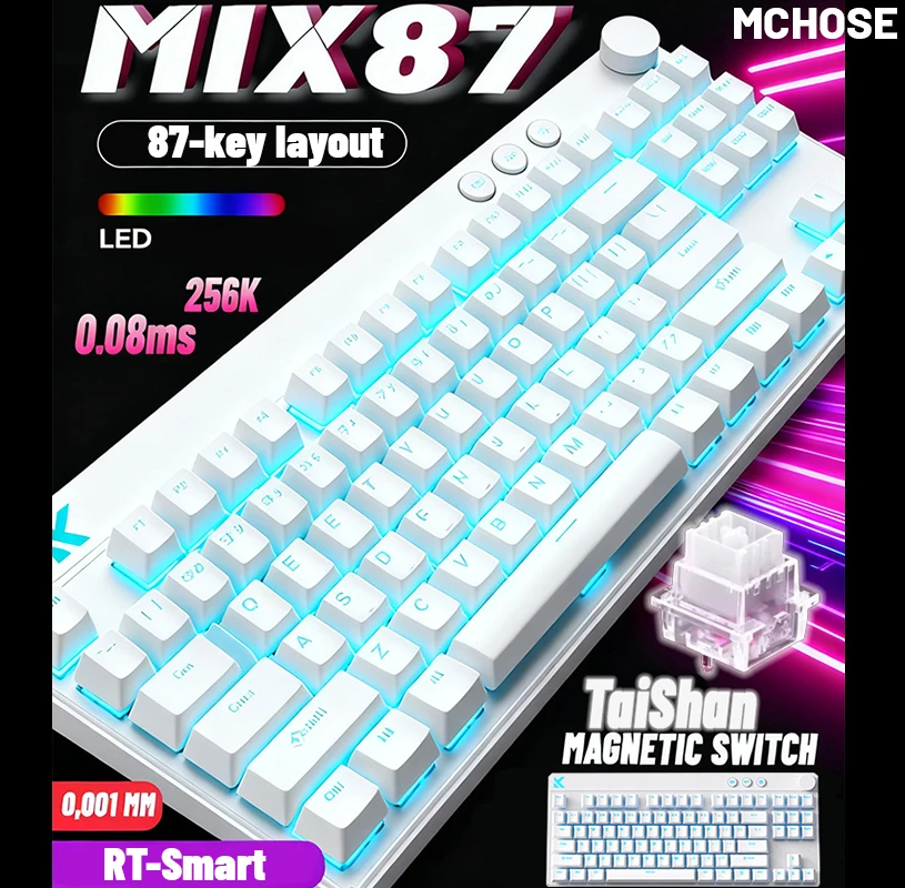MCHOSE Mix 87 Magnetic Axis Cable E-sports Mechanical Keyboard 8K+