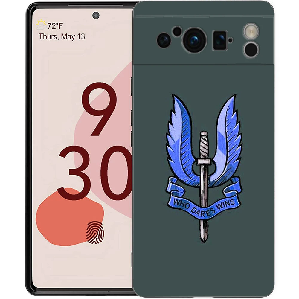 Luxury Black Soft TPU Phone Case with Army Soldier Tactical Insignia Design