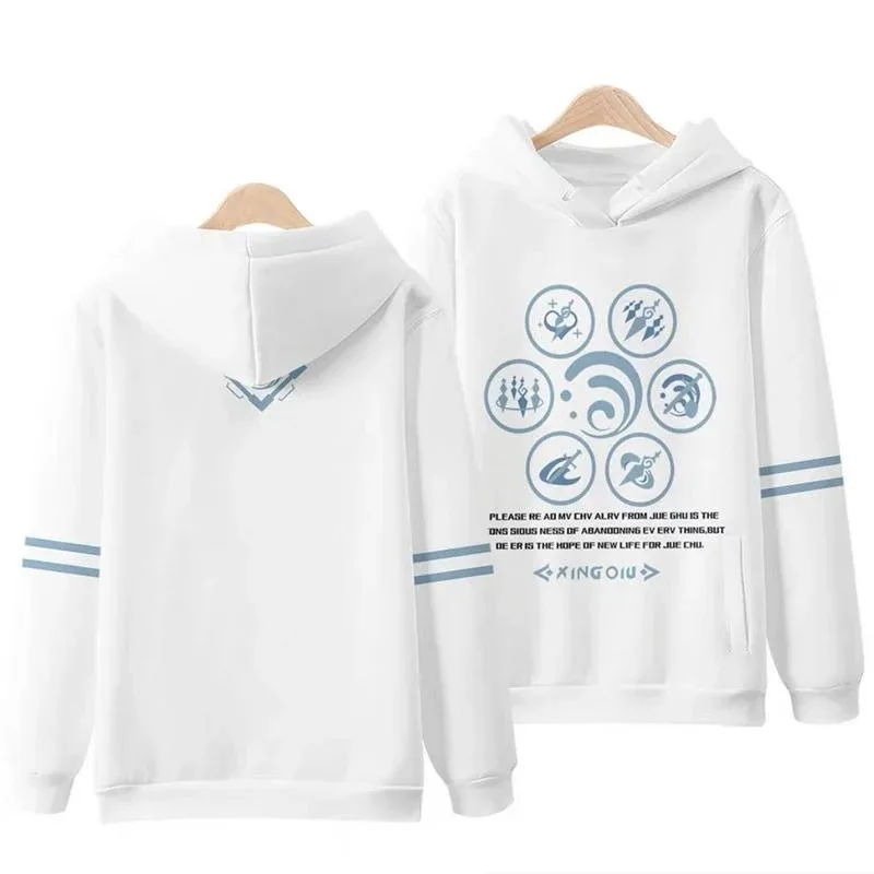 Genshin impact xingqiu bonito 3d hoodies camisolas anime jogo dos desenhos animados das mulheres dos homens encapuçado manga