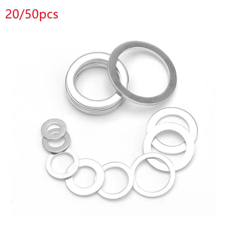 Aluminum washers 10/20/50pcs aluminum flat gasket washer sealing rings nut and bolt set ring seal M4 M5 M6 M8 M10 M12 M14 M16 M18 M20 M22 M24 M26