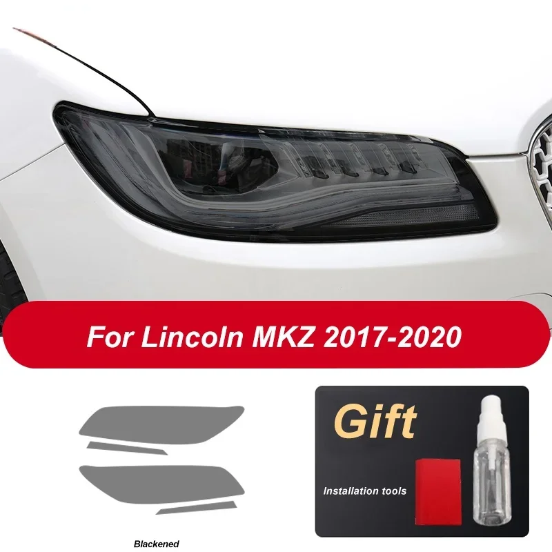 

2 Pcs Car Headlight Protective Film Headlamp Transparent Black TPU Sticker For Lincoln MKZ 2017 2018 2019 2020 Accessories