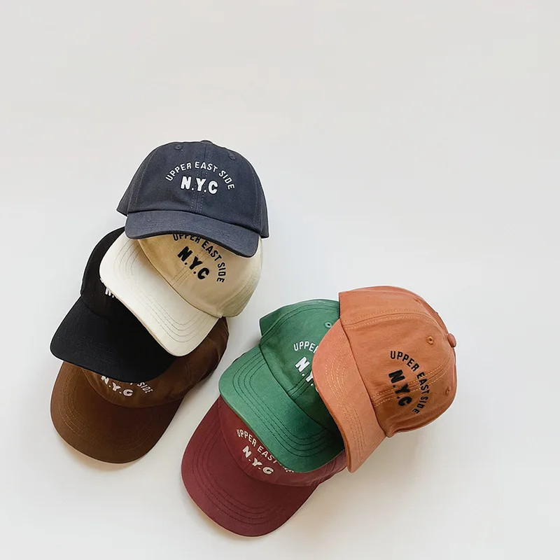 Gorra de béisbol de Bordado de letras Simple con personalidad de verano para niño y niña, protección solar de algodón que combina con todo_voghion.com