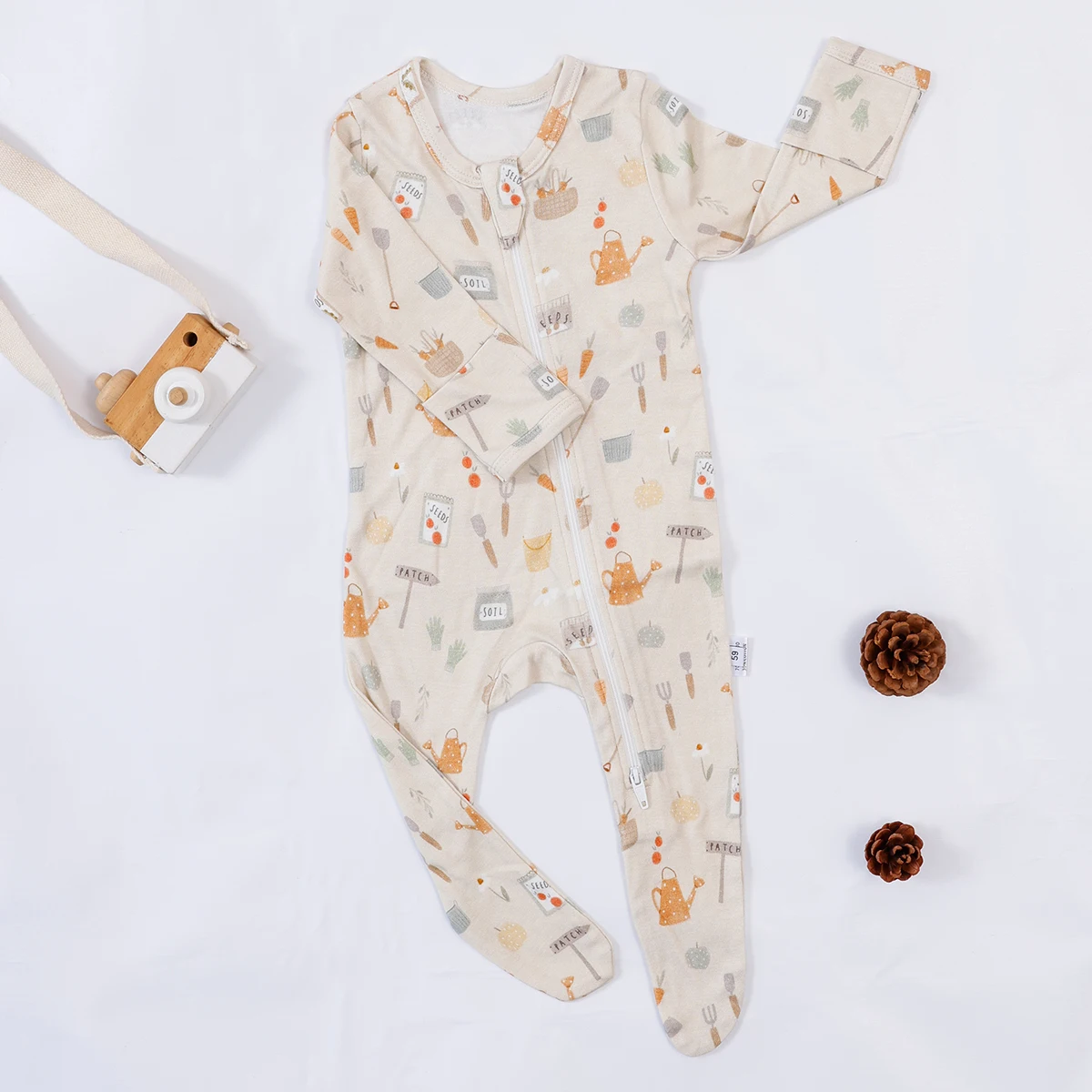 Happyflute Print Cotton Baby Boys Girls Full Sleeve Pajamas Autumn Spring Infant Cartoon Jumpsuit Foot-wrapped for Newborn