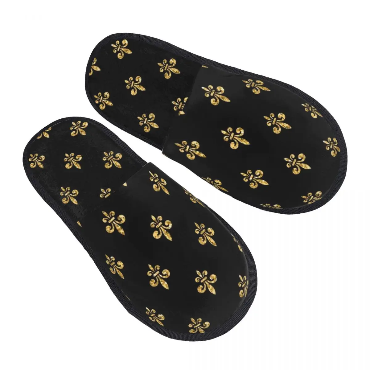 

Fleur De Lis Lily Flower Winter Home Cotton Slippers Living Room Florence Cozy Household Fur Slippers Slides Non-slip
