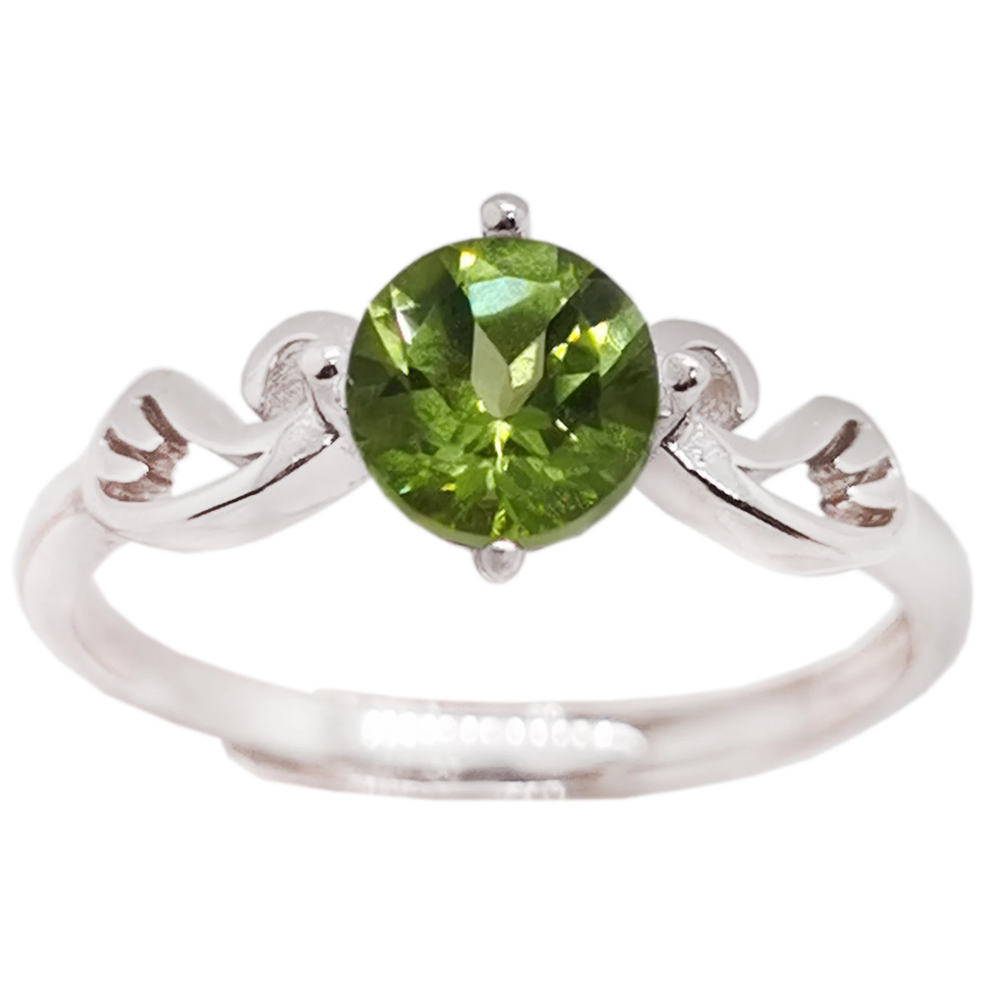 

100% Real Peridot Ring 6mm 0.6ct VVS Grade Peridot Silver Ring 18K Gold Plating 925 Silver Gemstone Jewelry