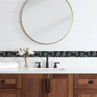 Mosaic Bathroom Waist Line Wall Stickers Waterproof Peel & Stick Art Backsplash Kitchen Office Skirting Line Decor Wallpaper 3