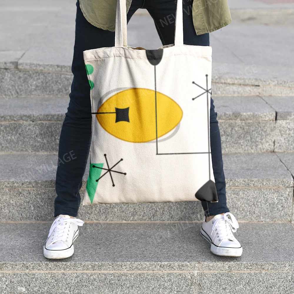 Canvas shoulder bag organization storage Handbags cosmetics travel Women's bag Shopping Fabric pouch nordic boho Customizable 2