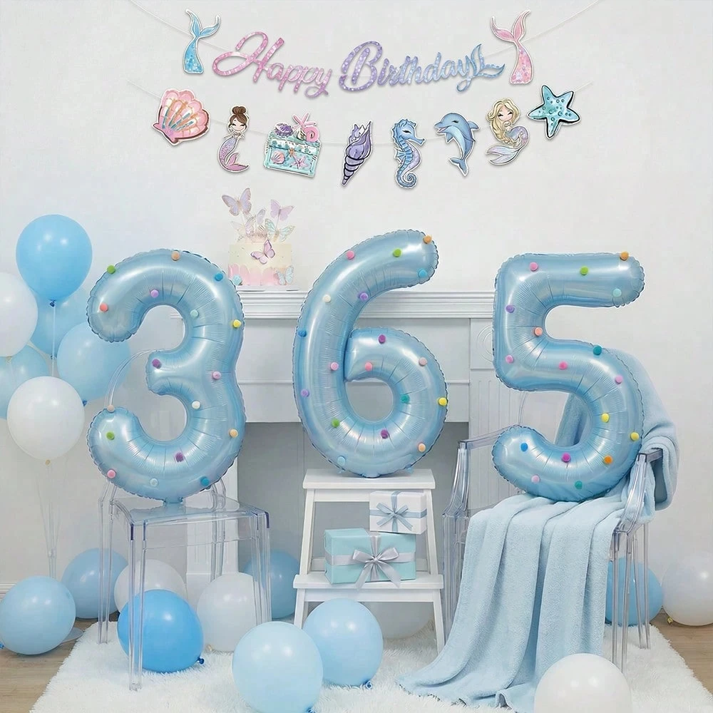 Vibrant Dot-Patterned Blue Balloons