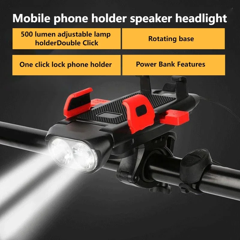 BicycleHeadlightFourInOneFrontLightMountainBikeHornLightsOne
