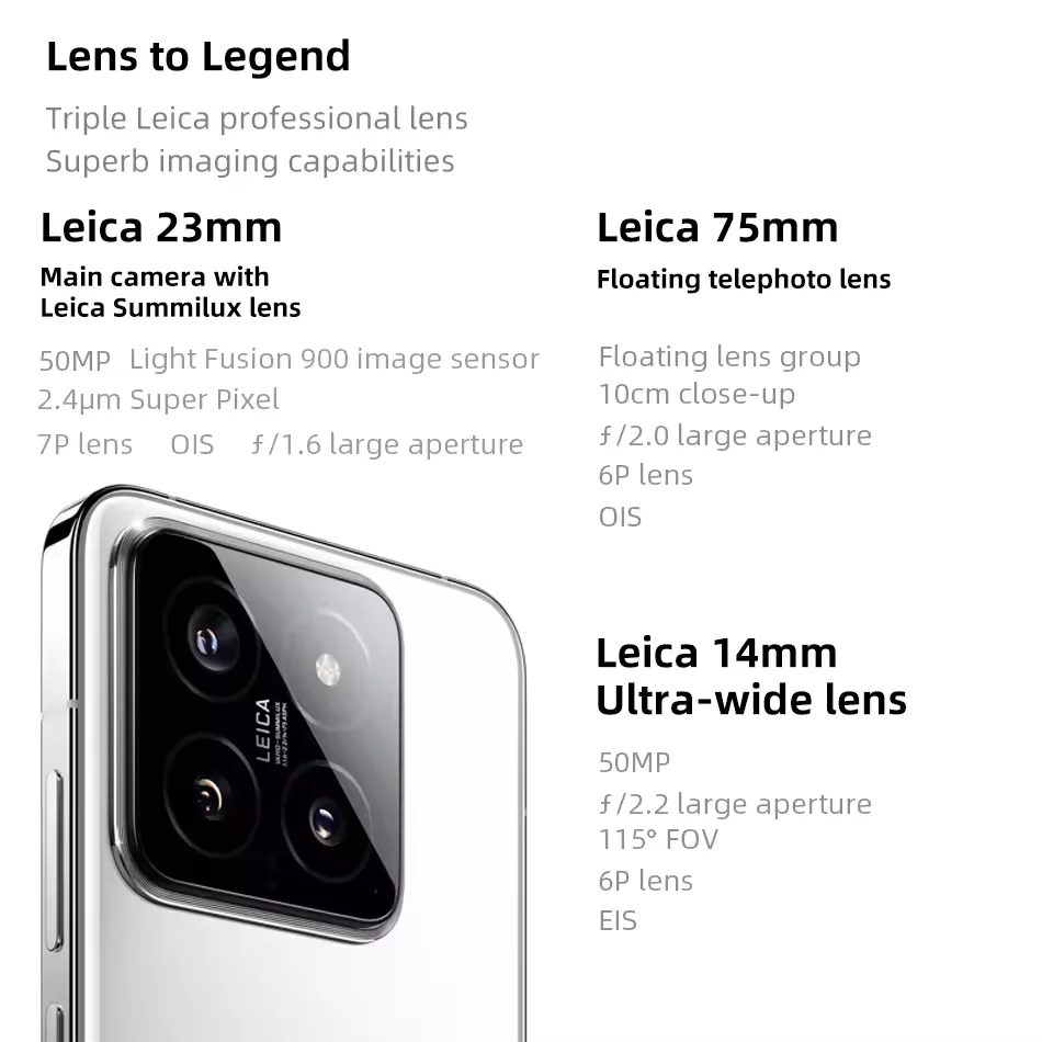 Global Version Xiaomi 14 Snapdragon® 8 Gen 3 Smartphone 1.5K 6.36" AMOLED Display IP68 NFC 50MP Leica Camera 90W HyperCharge 5