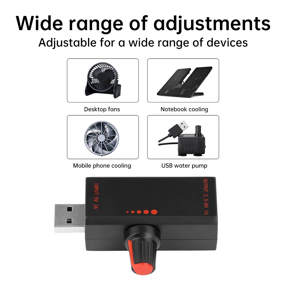 DC 5V/2A Fan Governor Stepless Speed Controller With Type-C USB Port Notebook/Mobile Phone /USB Water Pump Radiator Accessories