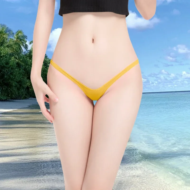 2024 Women's New Sexy Hot Low Waist Deep V Thong Mini Panties Bikini Breathable Line Bottom Thongs Female Panty Women Underwear 4