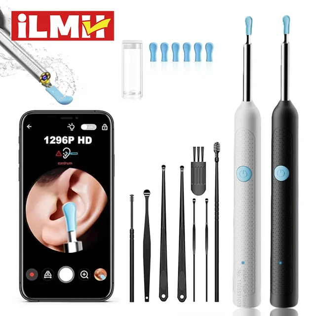 Nettoyeur visuel de cire d'oreille avec caméra, Endoscope d'élimination du cérumen en toute sécurité avec caméra de 5M, Otoscope lumineux, outils de nettoyage des oreilles, soins des oreilles 1