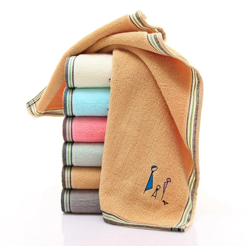 34x75cm 100% Cotton Thicken Absorbent Embroidered Family Wash Face Wipe Home Bathroom Hand Body Towel 4