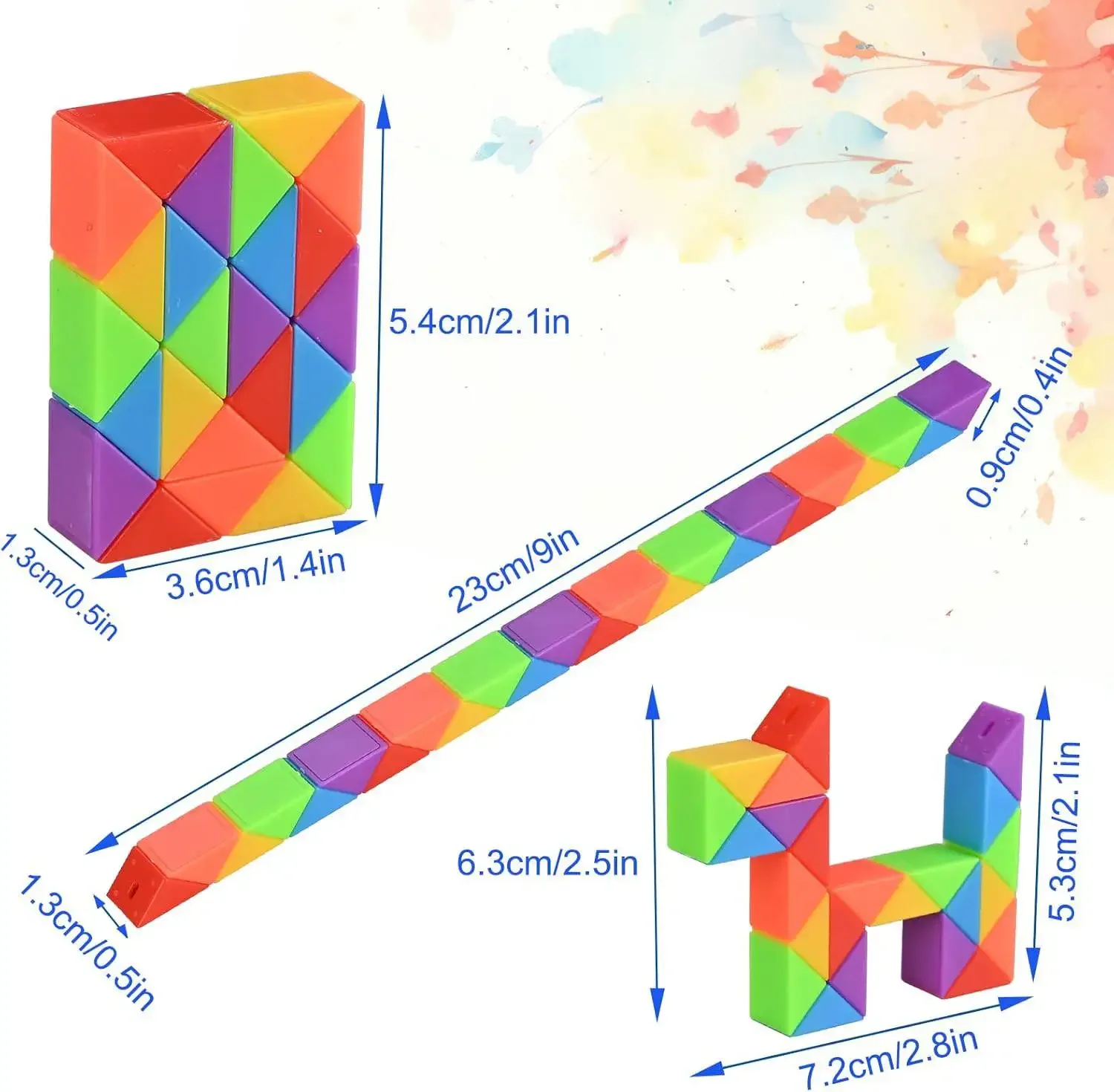 3pcs Mini Fidget Snake Cube Puzzle Toys Rainbow Twist Puzzle Toy Gift for Kids Stocking Stuffers Party Favors Goodie Bag Fillers
