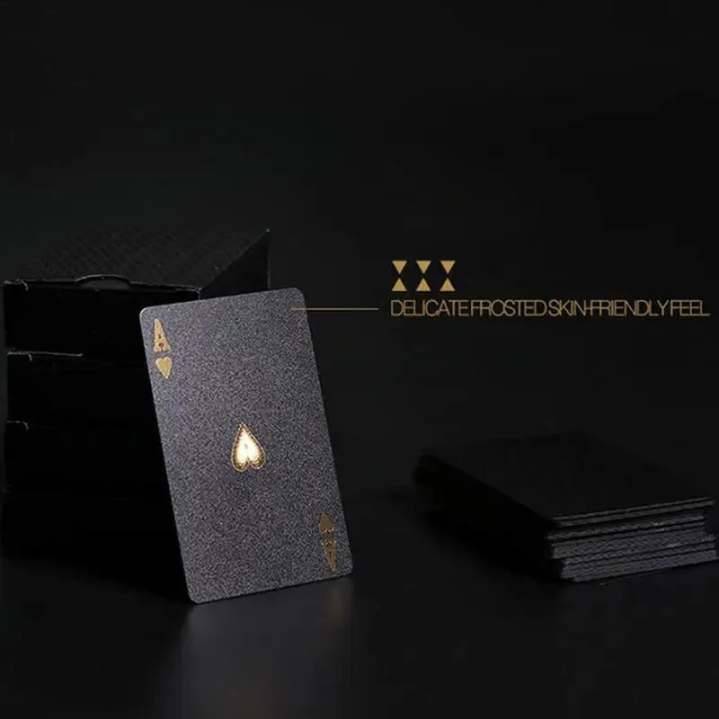 Playing Cards 54 Gold Playing Cards Plastic Poker Game Deck Foil Pokers Pack Magic Waterproof Card Gift Collection Gambling Board Game Plastic Playing Cards