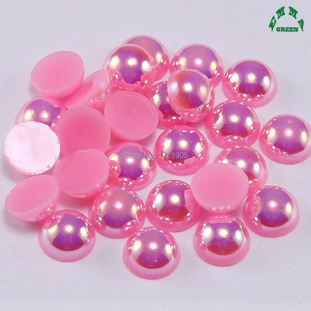 

Half Pearls for Nail Art Decorations Rose Pink 2mm to 14mm Flatback Colored Flat Back AB Shiny Pearl Gems For Scrapbooking DIY