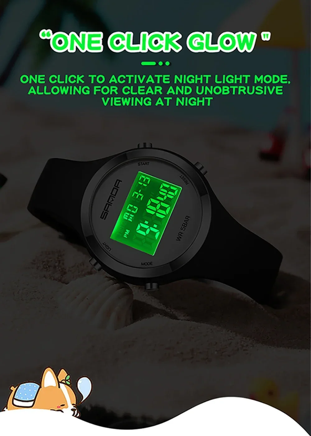 SANDA 2147 Montre numérique élégante et étanche pour femmes, chronographe LED, montre-bracelet de sport pour femmes, cadeau pour garçons et filles_voghion.com