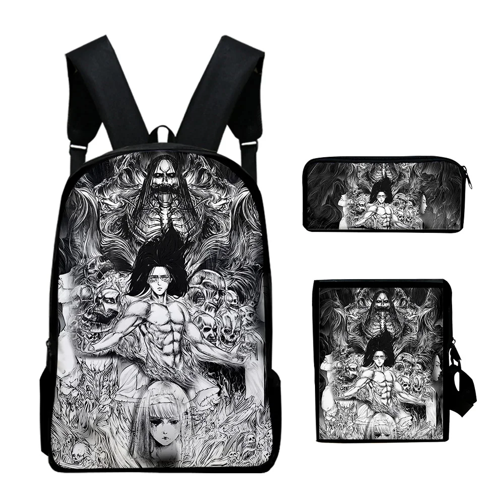

Hip Hop Youthful Attack on Titan eren yeager 3D Print 3pcs/Set Travel bags Laptop Daypack Backpack Shoulder Bag Pencil Case