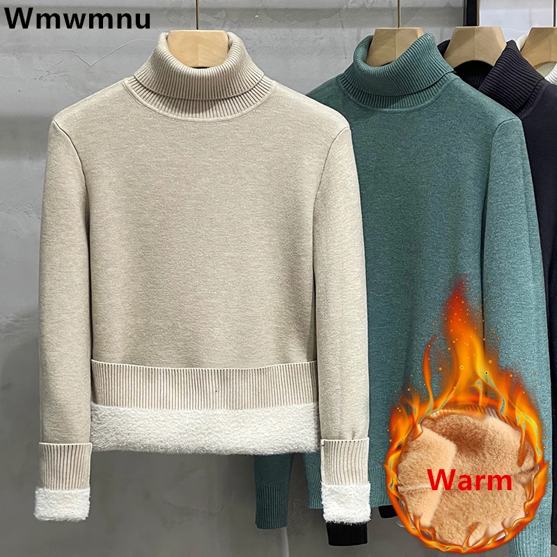 

Turtleneck Slim Sweater Winter Korean Pulls Womem Warm Poleras Plush Lined Thicken Knit Pullover Soft Knitwear Jumper Sueter Top