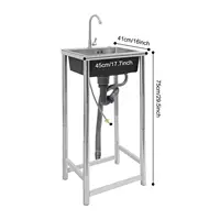 Stainless Steel Sink with Faucet Free Standing Utility Sink Single Bowl Sink Capacity 50kg for Homes Restaurants Laundry Rooms 3