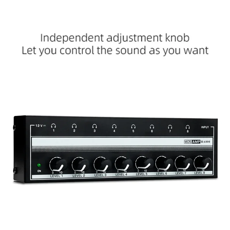 HA800 8 Channel Headphone amplifier Audio Stereo Amp Microamp Amplifier for Music Mixer Recording Ultra-Compact Sound amplifier